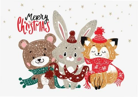 Christmas Posters. Vector illustration. Template for Greeting Scrapbooking, C Stock Illustration