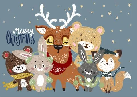 Christmas Posters. Vector illustration. Template for Greeting Scrapbooking, C Stock Illustration