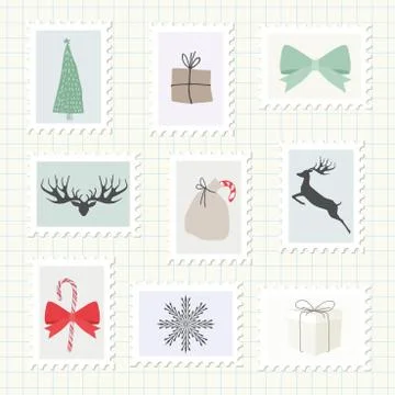 Christmas Postmark Collection Stock Illustration