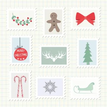 Christmas Postmark Collection Stock Illustration