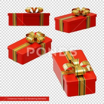 Christmas Present 3D Rendering Elements PSD Template