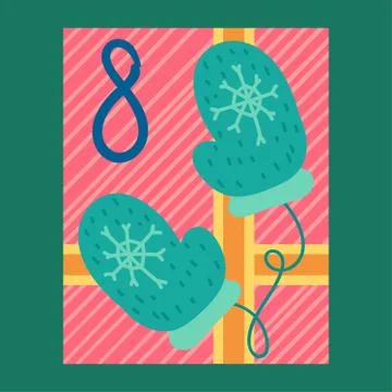 Christmas present from above flat vector illustration Stock Illustration