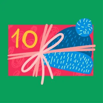 Christmas present from above flat vector illustration Stock Illustration