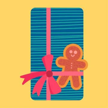 Christmas present from above flat vector illustration Stock Illustration