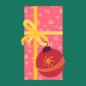 Christmas present from above flat vector illustration Stock Illustration