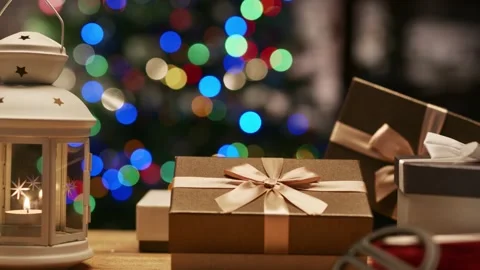 Christmas present and lights Stock Footage 143804100