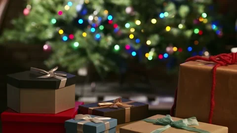 Christmas present and lights Stock Footage 143804339