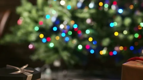 Christmas present and lights Stock Footage 143804456