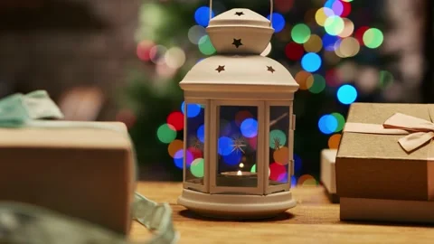 Christmas present and lights Stock Footage 143804531