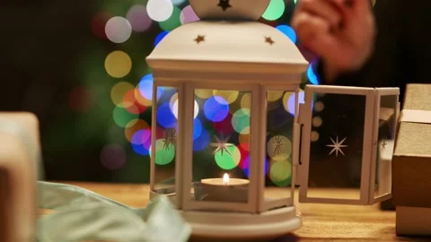 Christmas present and lights Stock Footage 143804553