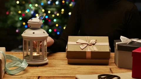 Christmas present and lights Stock Footage 143804665