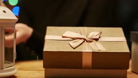 Christmas present and lights Stock Footage 143804784