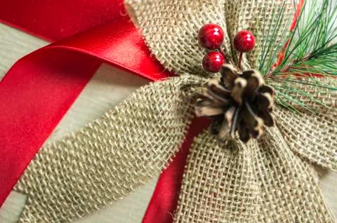 Christmas present with bow Stock Photos