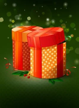 Christmas present boxes | vector card illustration 스톡 일러스트