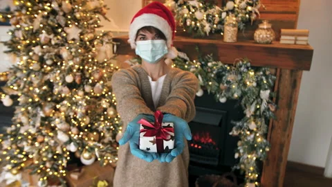 Christmas Present during the Global Pandemic Stock Footage 143869255
