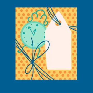 Christmas present with empty tag flat vector illustration Illustrazione stock