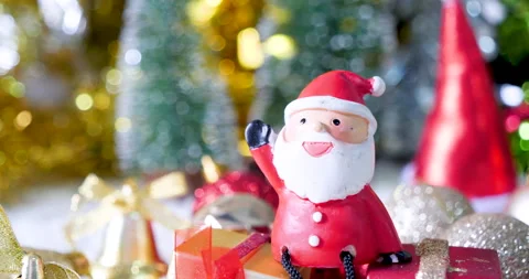 Christmas present gift box under bauble christmas tree decorated holiday Stock Footage 292046052