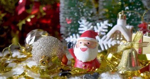 Christmas present gift box under bauble christmas tree decorated holiday Stock Footage 292048088