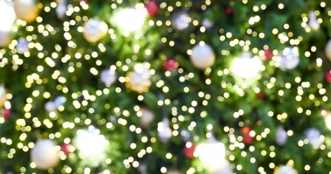 Christmas present gift box under bauble christmas tree decorated holiday Stock Footage 292048557