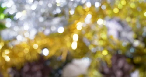 Christmas present gift box under bauble christmas tree decorated holiday Stock Footage 292051255