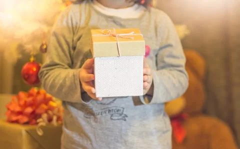 Christmas present in hands Stock Photos