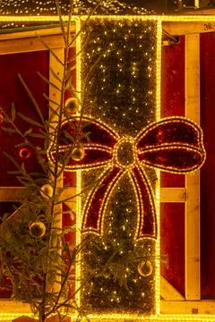 Christmas present light display decorating Prague street Stock Photos