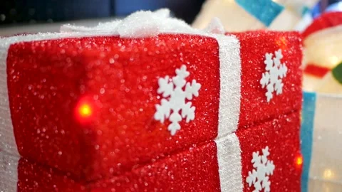 Christmas present opens automatically. Toy gift. Snowman inside Stock Footage 143854144