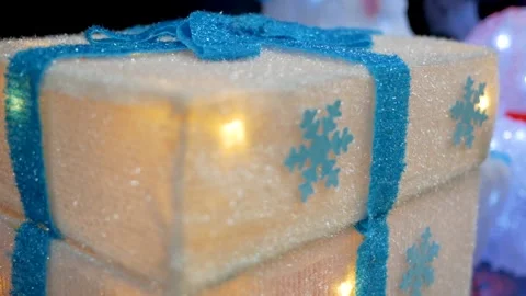 Christmas present opens automatically. Toy gift. Snowman inside Stock Footage 143854172