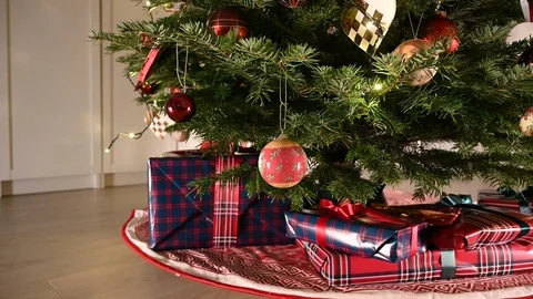 Christmas present is picked up from under the tree Stock Footage 115995838