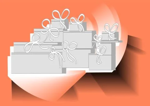 Christmas present pile Stock Illustration