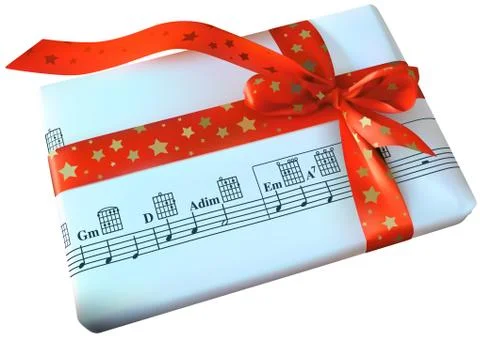 Christmas Present with Red Bow Stock Illustration