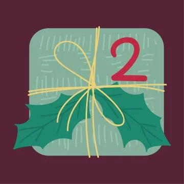 Christmas present top view flat vector illustration Stock Illustration