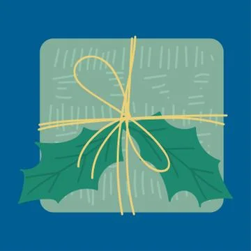 Christmas present top view flat vector illustration Stock Illustration