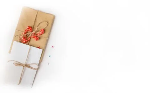 Christmas present on white Stock Photos