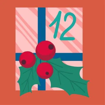 Christmas present in wrapping paper flat vector illustration 스톡 일러스트