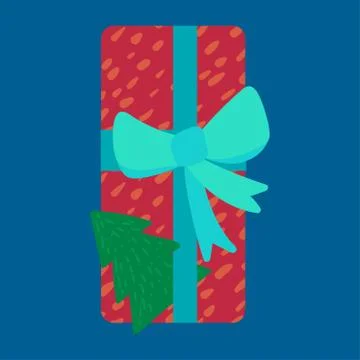 Christmas present in wrapping paper flat vector illustration 스톡 일러스트