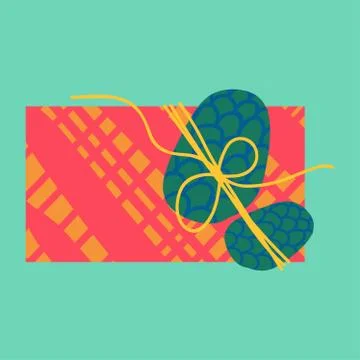 Christmas present in wrapping paper flat vector illustration Stock Illustration