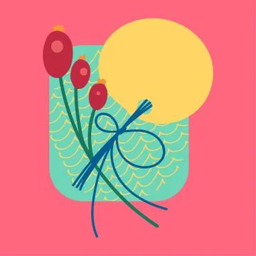 Christmas present in wrapping paper flat vector illustration Stock Illustration