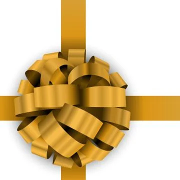 Christmas present yellow bow vector template isolated on white background. Stock Illustration