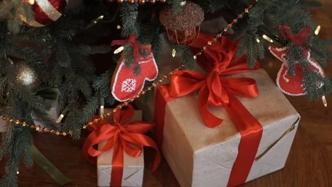 Christmas presents are under the tree 库存影片 70792855