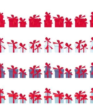 Christmas presents boxes. Horizontal long seamless pattern with handdrawn Stock Illustration