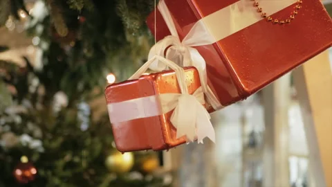 Christmas presents on a Christmas Tree Stock Footage 99684938