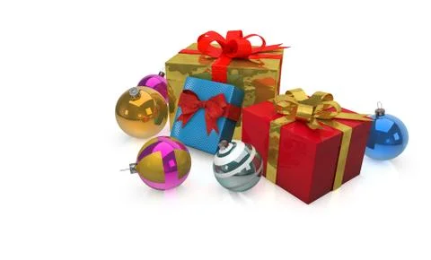 Christmas Presents with Ornaments Stock Illustration