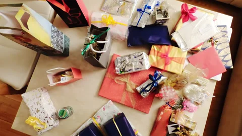 Christmas Presents on Table Stock Footage 144651695
