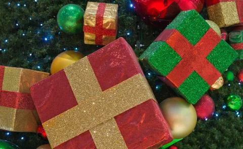 Christmas presents on the tree Stock Photos