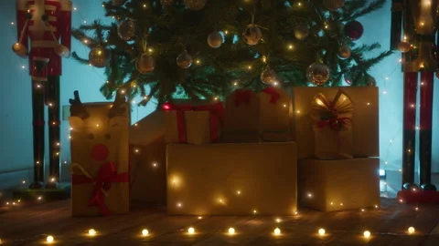 Christmas presents under christmas tree background Stock Footage 255831002