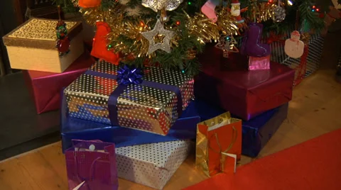 Christmas presents under tree Stock Footage 29155191