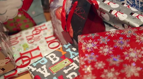 Christmas presents under a tree Stock Footage 45536186
