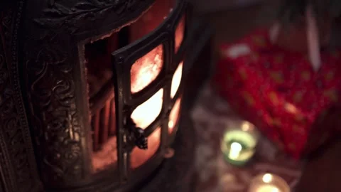 Christmas Presents Wrapped Up Under Fireplace Stock Footage 258396754