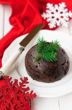 Christmas Pudding, copy space for your text Stock Photos